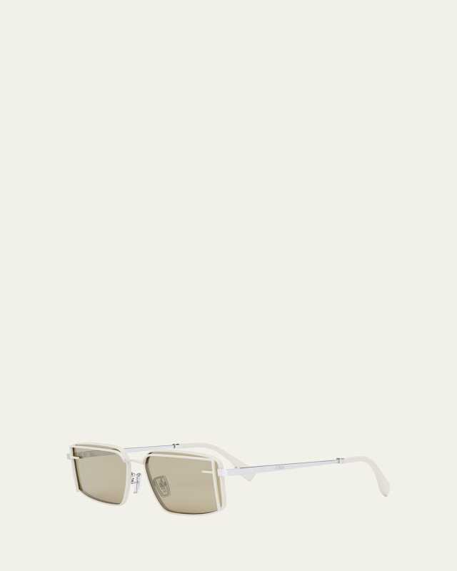 FF Logo Square Metal Alloy Sunglasses